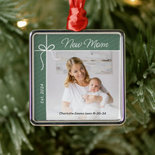 New Mum and Baby First Christmas Photo Metal Ornament