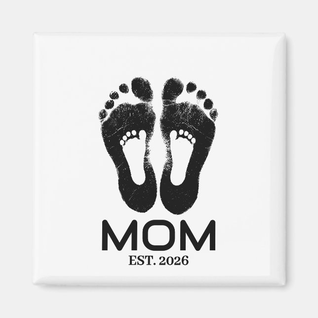 New Mum Baby Footprints Established Date  Magnet (Front)