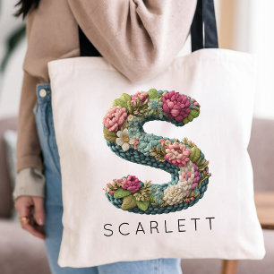 New Mum Custom Mama Mother’s Day Floral Monogram Tote Bag