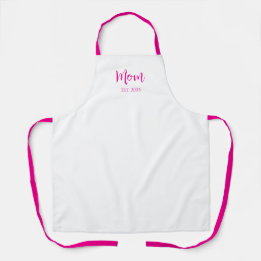 New Mum Cute Hot Pink Typography Mother's Day  Apron