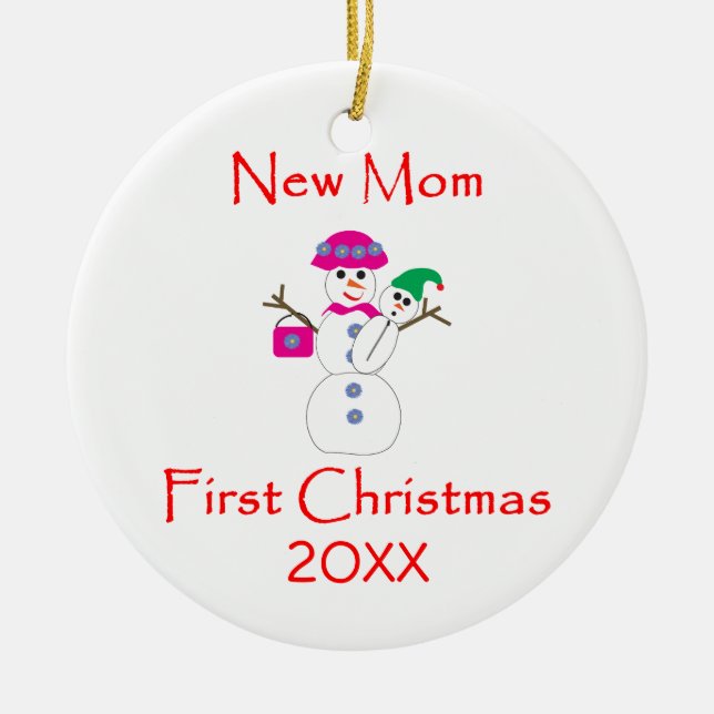 New Mum First Christmas Ceramic Tree Decoration (Front)