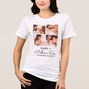 New Mum First Mothers Day Custom Photo Collage Tri-Blend Shirt