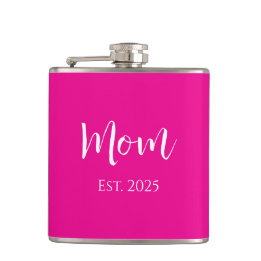 New Mum Hot Pink Elegant Stylish Mother's Day  Hip Flask