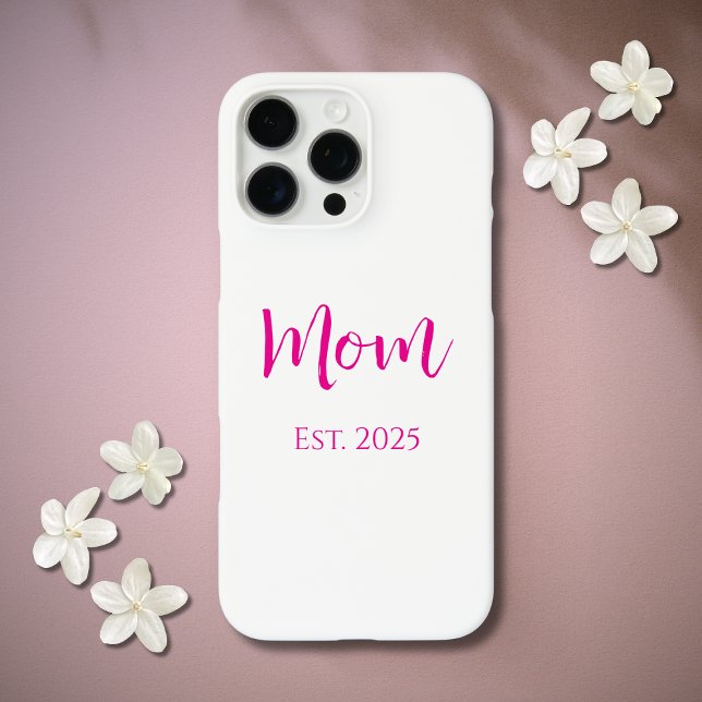 New Mum Hot Pink Script Mother's Day  Case-Mate iPhone Case (Creator Uploaded)