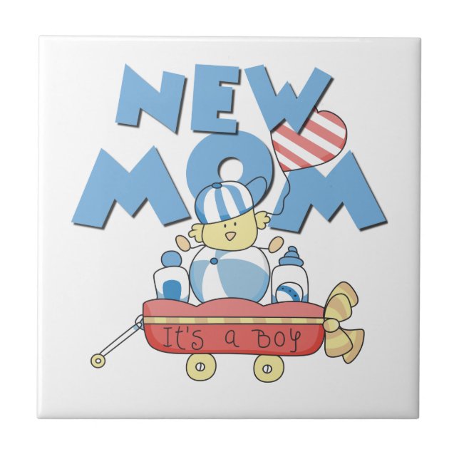 New Mum It's a Boy Gifts Ceramic Tile (Front)