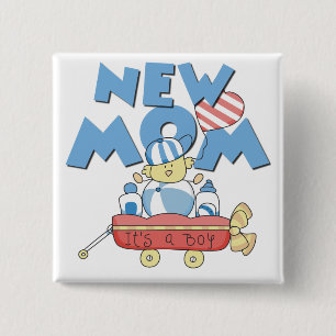 New Mum It's a Boy Tshirts and Gifts 15 Cm Square Badge