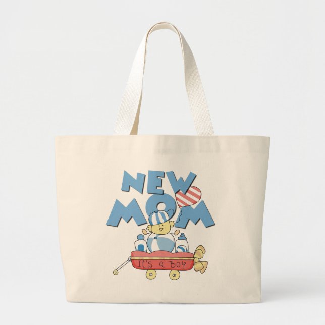 New Mum It's a Boy Tshirts and Gifts Large Tote Bag (Front)
