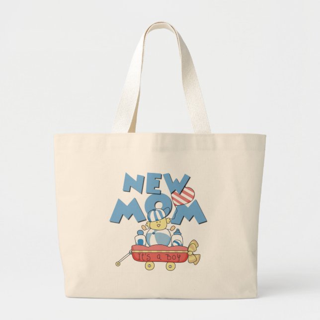 New Mum It's a Boy Tshirts and Gifts Large Tote Bag (Front)