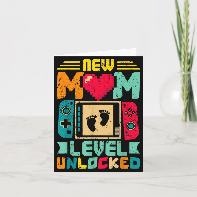 New Mum Level Unlocked Gamer Valentine's  Card (Front)