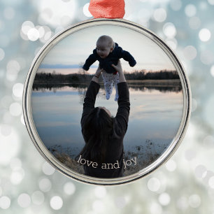 New Mum Love and Joy Photo Christmas Metal Ornamen Ornament