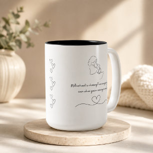 New Mum Motherhood Quote Line Art Two-Tone Coffee Mug