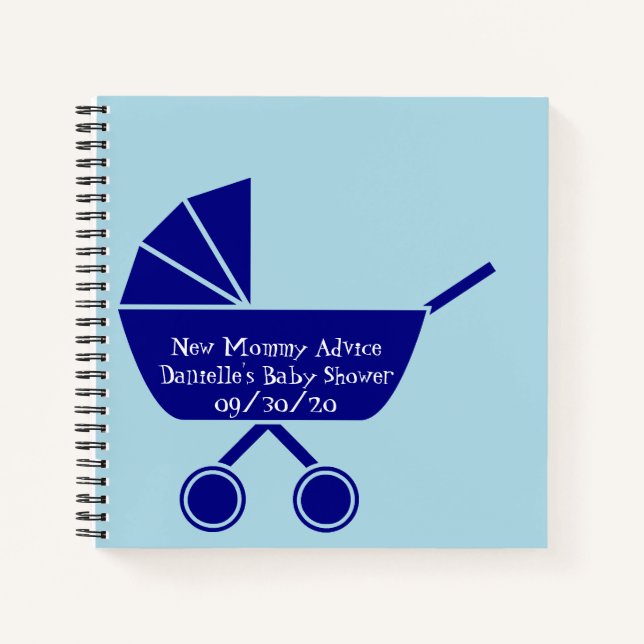 New Mummy Advice Blue Boy Baby Shower Notebook (Front)