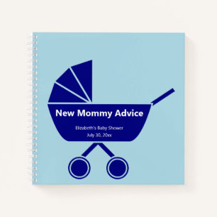 New Mummy Advice Blue Boy Carriage Baby Shower Notebook
