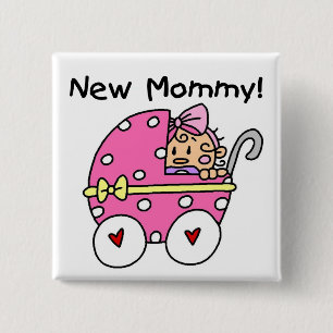 New Mummy Baby Girl Tshirts and Gifts 15 Cm Square Badge