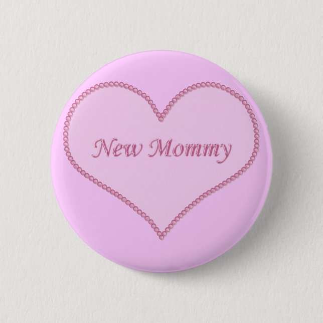 New Mummy Button, Pink 6 Cm Round Badge (Front)