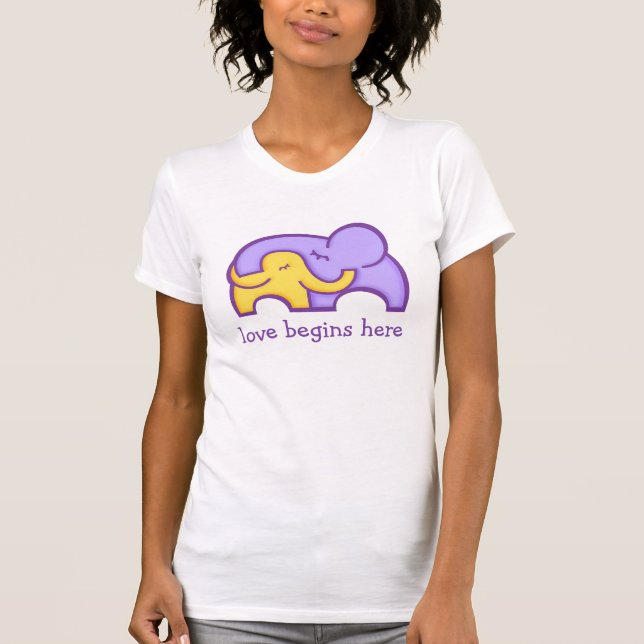 New mum's love begins here elephant hug t-shirt (Front)