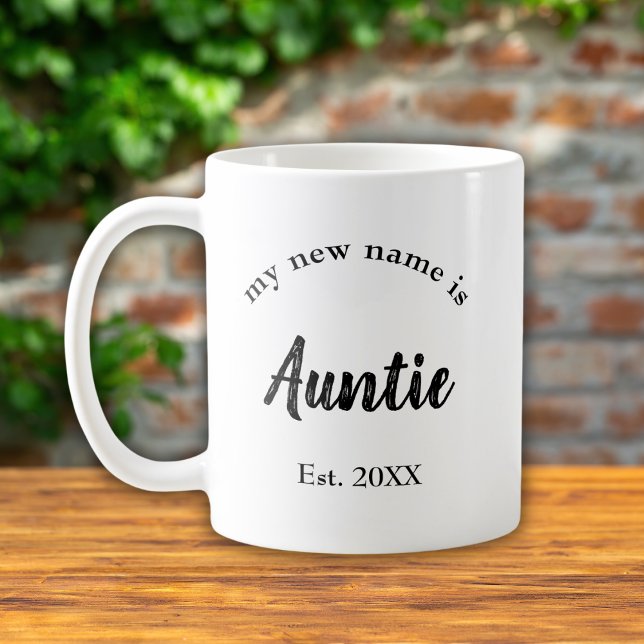 New Name Auntie Script Typography Coffee Mug (Creator Uploaded)