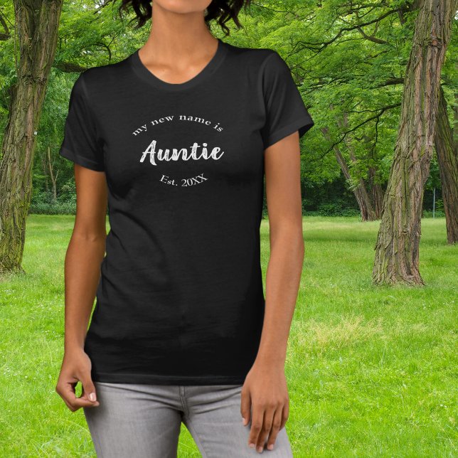 New Name Auntie Script Typography T-Shirt (Creator Uploaded)