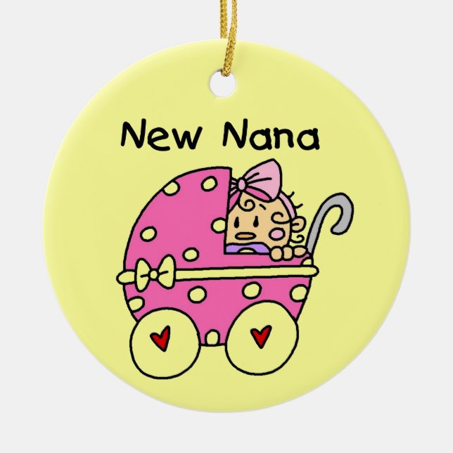 New Nana Baby in Carriage Gifts Ceramic Ornament (Front)