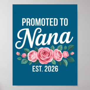 New Nana Est Grandparents Baby Announcement Poster