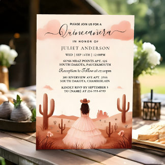 New Nature Barn Wood Boho Farm Western Quinceanera Invitation