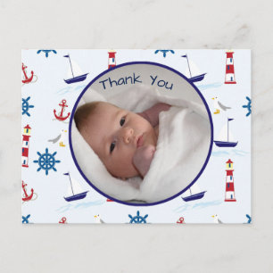 New Nautical baby boy announcement Postcard