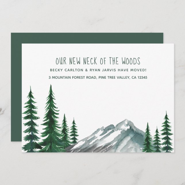 New Neck of the Woods Mountain Forest Pine Moving Announcement (Front/Back)