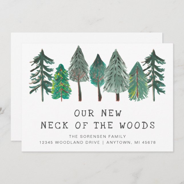 New Neck of the Woods Rustic Moving Announcement (Front/Back)