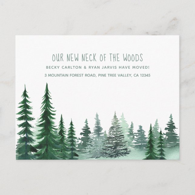 New Neck of the Woods Woodland Forest Pine Moving Holiday Postcard (Front)