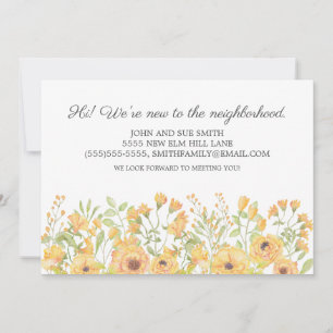 New Neighbour Introduction Yellow Watercolor Flora Announcement