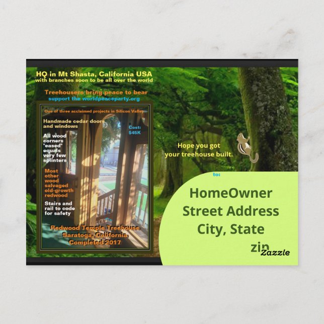 New New Green Treehouse Postcard (Back)