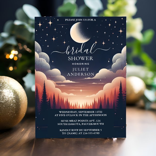 New Night Sunset Moon Cloud Twilight Bridal Shower Invitation (Creator Uploaded)