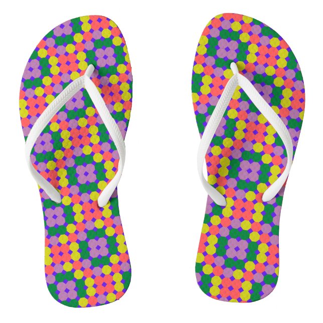 New octagon colourful design, Geometric octagon  Thongs (Footbed)