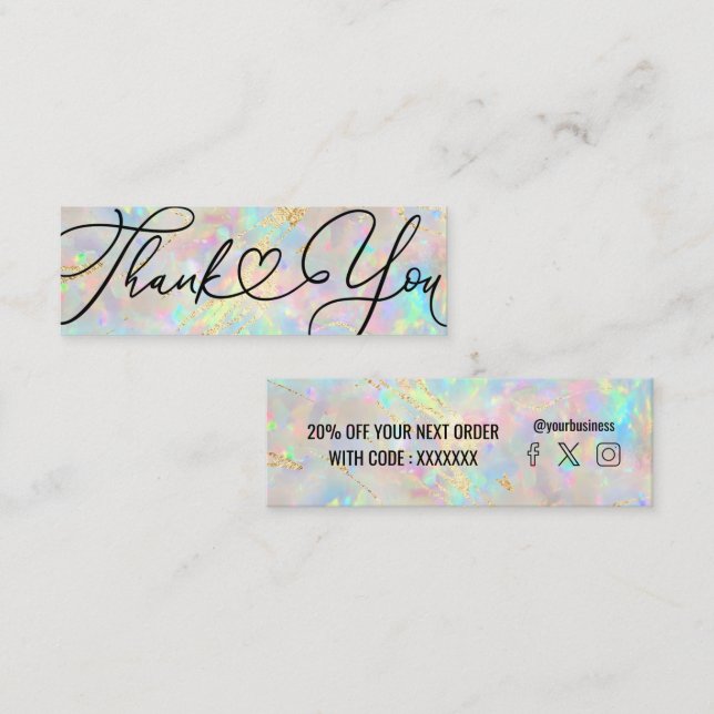 new opal gemstone Thank you Mini Business Card (Front/Back)