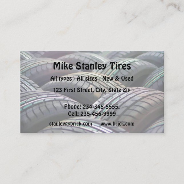 New or  Used Tire sales Custom Business Business Card (Front)