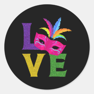 New Orlean Carnival Pink Mask Party Outfit Love Ma Classic Round Sticker