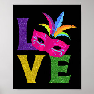 New Orlean Carnival Pink Mask Party Outfit Love Ma Poster