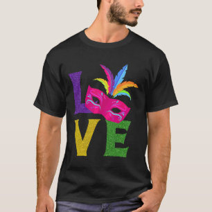 New Orlean Carnival Pink Mask Party Outfit Love Ma T-Shirt
