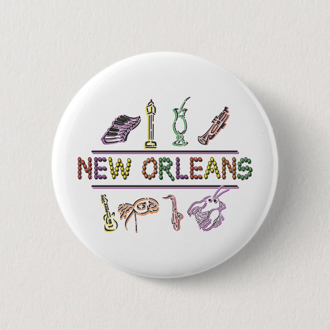New Orleans 6 Cm Round Badge (Front)