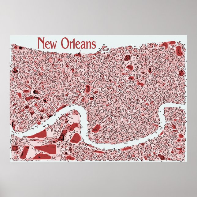 New Orleans Abstract Map Poster (Front)