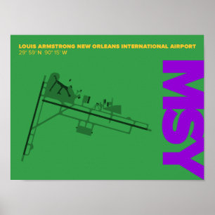 New Orleans Airport (MSY) Diagram Poster