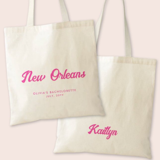 New Orleans Bachelorette Party Personalised Tote (New Orleans Bachelorette Party Tote Bag)