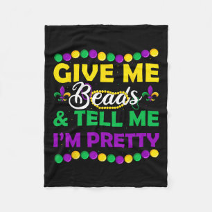New Orleans Beads Mardi Gras Party Apparel Funny W Fleece Blanket