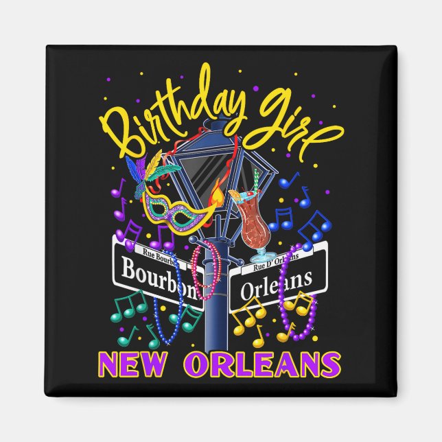New Orleans Birthday Girl's French Quarter Birthda Magnet (Front)