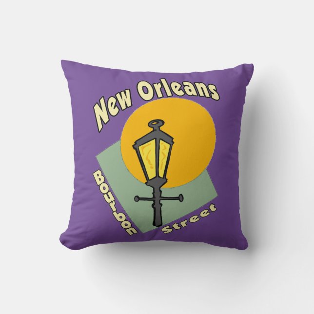New Orleans Bourbon St. Throw Pillow (Front)