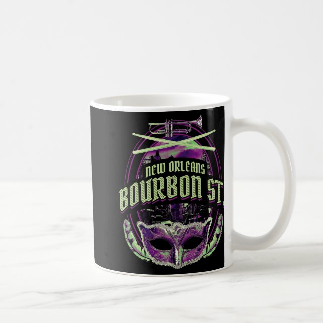 New Orleans Bourbon Street Mardi Gras French Quart Coffee Mug (Right)