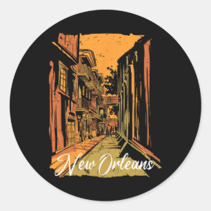 New Orleans Bourbon Street Souvenir French Quarter Classic Round Sticker