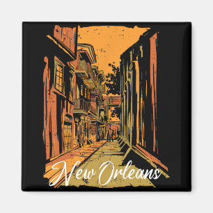 New Orleans Bourbon Street Souvenir French Quarter Magnet