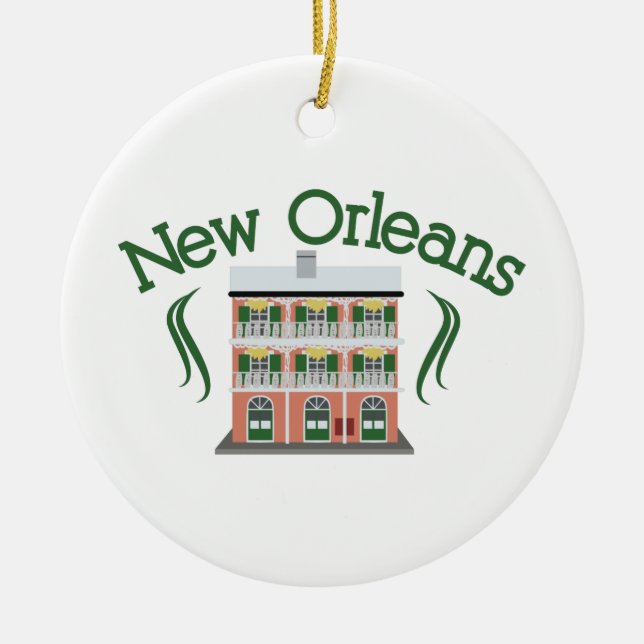 New Orleans Building Ceramic Tree Decoration (Front)