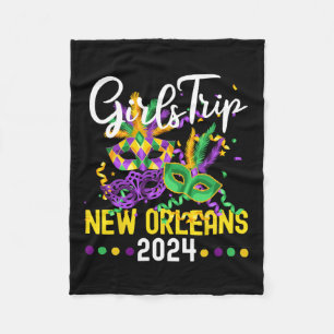 New Orleans Bychelorette Party Mask Mardi Gras Gir Fleece Blanket